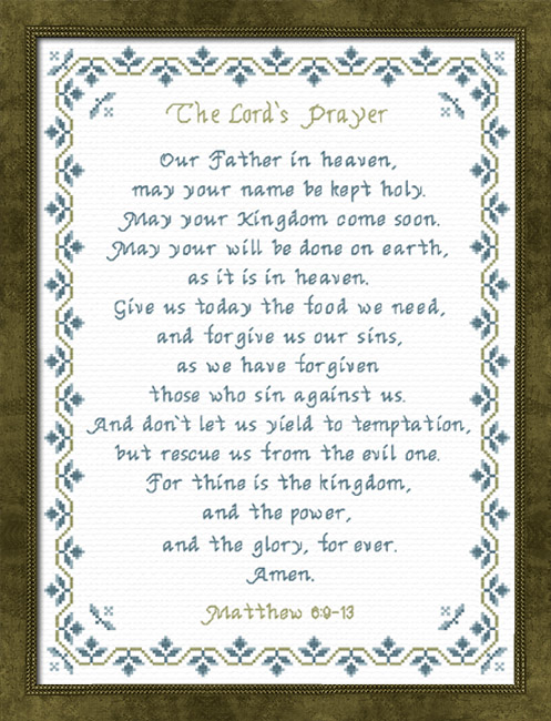 The Lord's Prayer Matthew 6:9-13 Antique Blue Tones